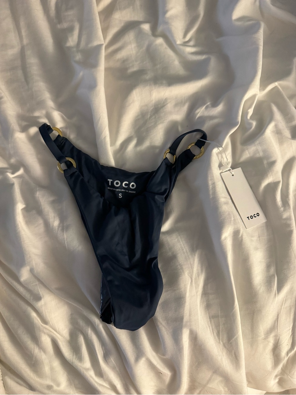 NWT TOCO Navy Swimsuit with Gold Rings